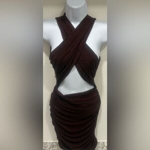 Elegant Backless Brown Dress